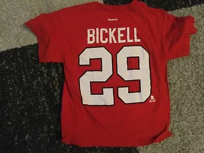 Vintage Reebok Chicago Blackhawks Bryan Bickell Hockey T Shirt Youth S Small • $13.99