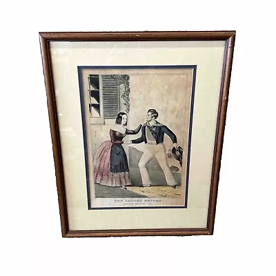 The Sailor’s Return Antique Hand Colored Lithograph By N Currier C 1850 Framed • $150