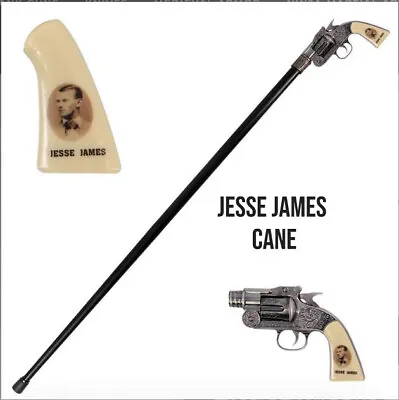Jesse James Revolver Gun Handle Cane Gentleman's Walking Stick Pistol Shaped New • $29.99