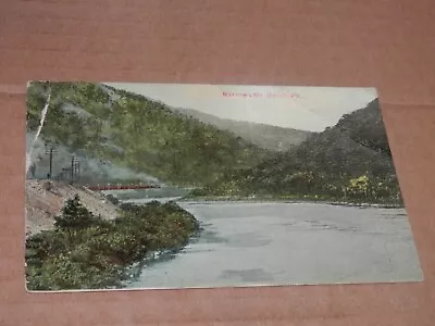 MT. UNION PA - 1910 POSTCARD - TRAIN In NARROWS - RIVER • $4.40