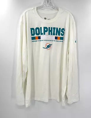 Miami Dolphins Team Issued White  Dri-fit Colored Stripe Long Sleeve Shirt 3xl • $29.99