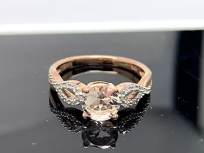 Women's Engagement Ring 10K Rose Gold Morganite Diamond 1.00ctw Size 5 • $269.97