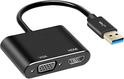 USB To HDMI VGA Adapter USB 3.0 To HDMI Adapter Converter 1 In 2 Out Support HD • $10.59