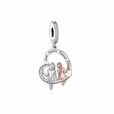 Soul Sisters Forever Friends Dangle S925 Sterling Silver Bead Charm For Women • £7.90