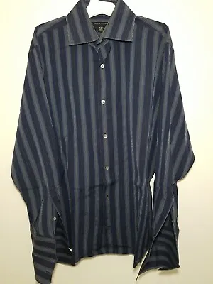 Banana Republic Mens Long Sleeve Button Up French Cuff Shirt Striped Size Large  • $17.99