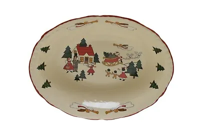 Masons Ironstone Christmas Village 9.75  Oval Vegetable Bowl  • $79.95