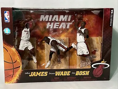 NBA 2010 MIAMI HEAT 3PK LeBron JAMES Dwyane WADE Chris BOSH McFarlane Figure NEW • $200