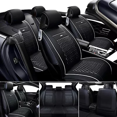 5-Seat Deluxe 3D Car Seat Cover PU Leather Front&Rear Cushion Full Set Universal • $65.99