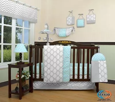 12PCS Bumperless   Glacier Blue Baby Nursery Crib Bedding Sets • $59.99