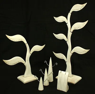 White Washed Wooden Earring Jewellery Stand Display Stall Shop Stand Tree • £10.95