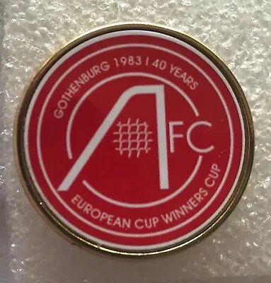 ABERDEEN FC ECWC 40 Years 1983 PIN BADGE GILT-METAL CLEAR DOME COVER. • $4.92
