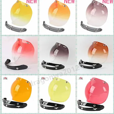 Open Face Retro Vintage Motorcycle Helmets 3-Snap Bubble Shield Glasses Visor • $12.34