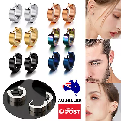 $6.50 • Buy 1Pair Huggie Earrings Surgical Steel Hoop Earrings Ear Stud Hinged Ring Men AU