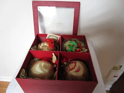 $160 • Buy Waterford Holiday Heirlooms Ball Ornament Hand Painted 4 Pieces With Box XLNT