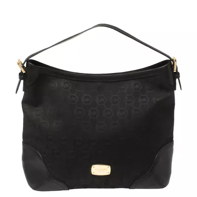 MICHAEL Michael Kors Black Signature Canvas And Leather Millbrook Hobo • $156.45