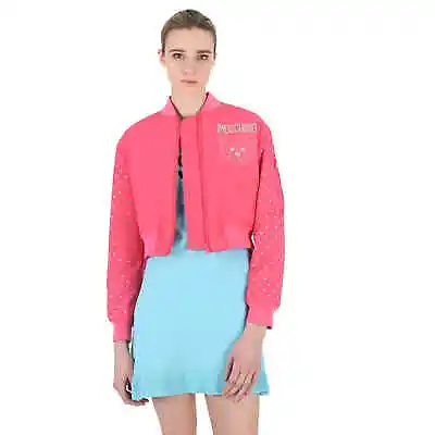 Moschino Ladies Fuschia Pink Crystal Detail Bomber Jacket Brand Size 38 (US • $692.99