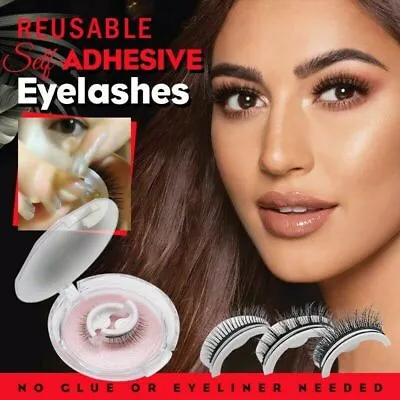 $5.49 • Buy 2pcs Reusable Self-Adhesive Eyelashes Natural Multiple Reversible Glue-Free AU