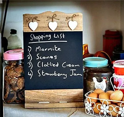 £13.99 • Buy Wooden Kitchen Chalkboard Memo Board Chic Shabby Blackboard & Shelf  Shopping 