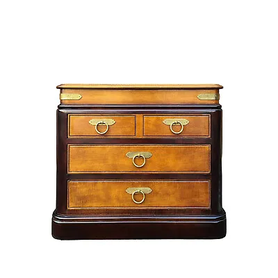 Sherrill Contemporary Lacquer Maple & Burl 3 Drawer Nightstand Bedside Table • $479