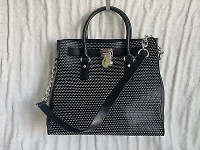 MICHAEL Michael Kors Black Studded Leather NS Hamilton Satchel • $99