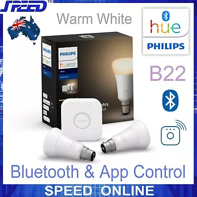 PHILIPS Hue White Starter Kit A60 Bluetooth & WiFi App - (Bridge + 2x B22 Bulbs) • $129