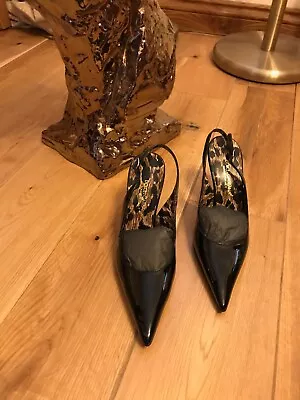 D&G Black Real Patent Leather Shoes Size UK 2.5-3 EU 35.5 • £190
