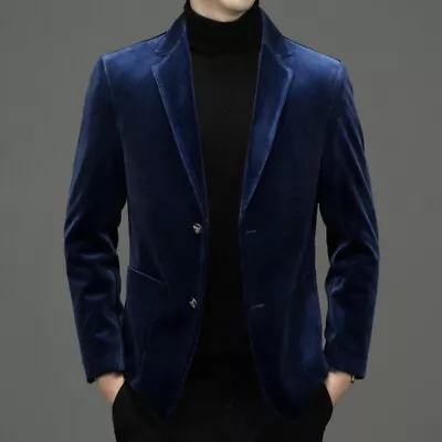 Casual Men's  Business Suit Jacket Light Luxury Canary-Velvet Dress Blazer Tops • $104.43