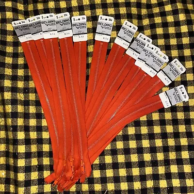 12 Lot New  YKK 9” Persimmon #K53 Zipper Metal Automatic Lock NOS HBT Cotton • $3.50