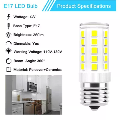 E17 LED Bulb Microwave Oven Light Dimmable 4W Natural White 6000K Light HOT • $0.99