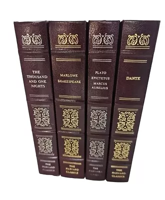 Vintage 1980s Harvard Classics Grolier Gilt Edge Burgundy Lot Of 4 HC Books VGC • $33.79