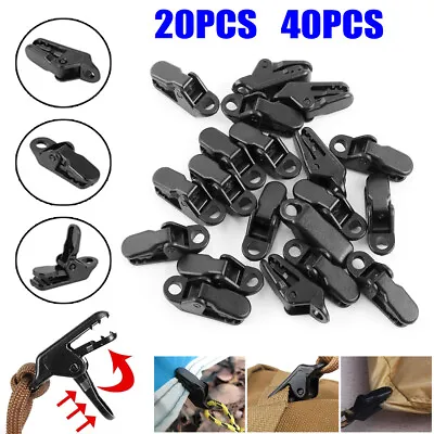 40/20pcs Awning Tarp Clips Set Buckle Tent Clamp Heavy Duty Black Camping Tool • £3.79