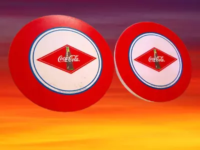 Coca Cola Collectible VintageAbsorbent 2 Stoneware Coasters Distinct Hockey Puck • $24.88