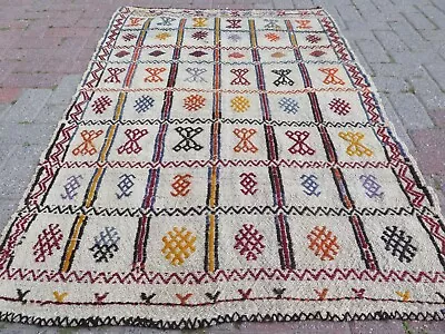 Vintage Turkish Konia Wool Rug Beige Color  Rug Handmade Kilim Boho Rug39 X60  • $256.54