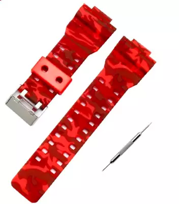 16mm Camo Red Rubber Strap For Casio G-shock GD120 GA110 GA400 W/ Tool L121 • $17.69