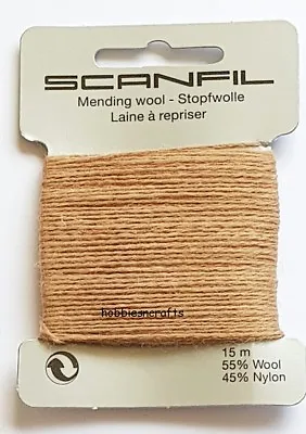 MUSHROOM Scanfil Thread For Darning & Mending 55% Wool 45% Nylon 15 Metres • £2.05