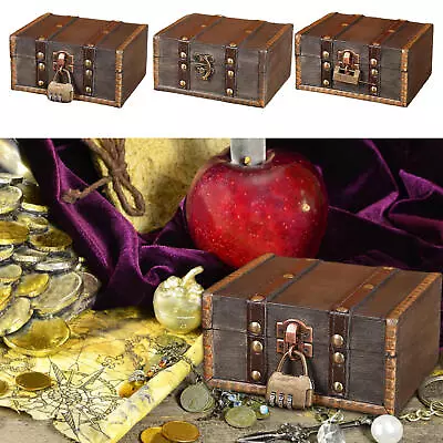 Wooden Storage Boxes With Lock And Keys Vintage Wood Decorative Box  • $17.77