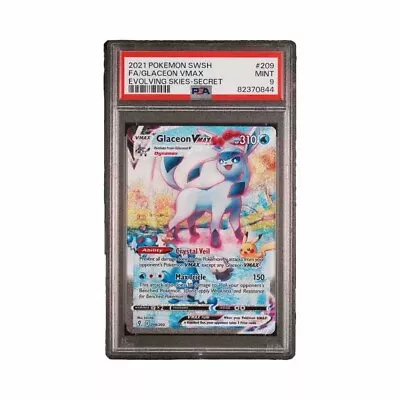 PSA 9 Pokémon TCG Glaceon VMAX Evolving Skies 209/203 Holo Secret Rare Alt Art • $139.99