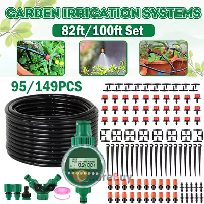 82ft Drip Irrigation System Kit Automatic Garden Misting Plant Watering Drip Kit • $45.83