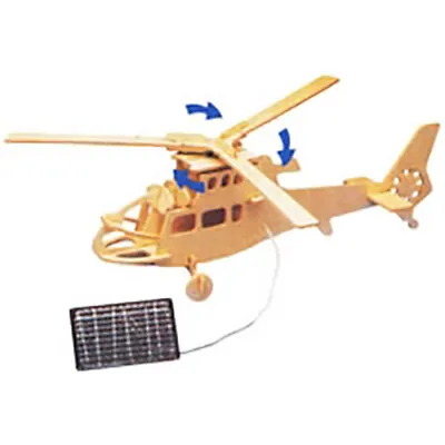 Solar Powered Wooden Helicopter Model With Motor Educational Kit • $13.99