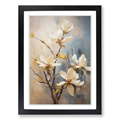 Magnolia Flower Impressionism No.2 Wall Art Print Framed Canvas Picture Poster • $31.51