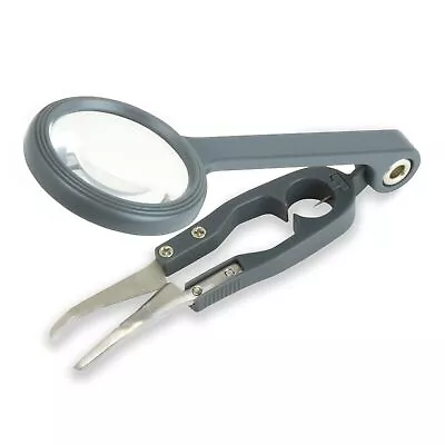 Fishing Magnifier Tweezers Hook Cleaner Line Cutter 4.5x Magnifying Glass OD-99 • £7.95