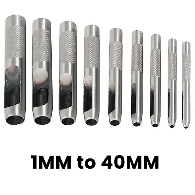 HOLLOW PUNCH TOOL FOR LEATHER PAPER BELT HOLE PUNCH 1mm - 40mm Size • £21.39