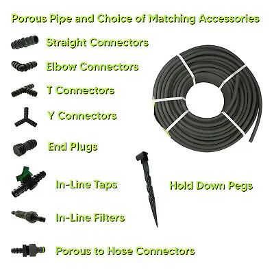 £69.97 • Buy Porous Pipe Soaker Hose Leaky Pipe & Choice Of Accessories Watering Kit Set