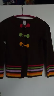 Euc Gymboree Girls Sunflower Smiles Brown Cardigan Sweater Size M 7/8 • $15