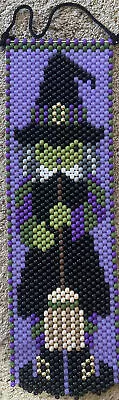 Vintage Handmade Plastic Beaded Wall Hanging Halloween Wicked Witch 20” X 6.25” • $16.75