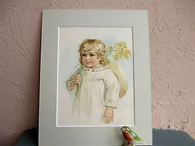 Antique Maud Humphrey Illustration Of Girl Holding Goldenrod 1888 • $26.50