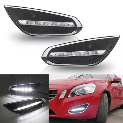 Pair DRL Fog Lamp Front Bumper LED Daytime Running Lights For Volvo S60 T5 09-13 • $72.99