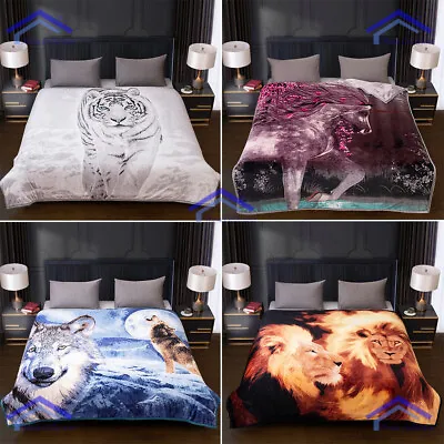 3D Animal Print Effect MINK FAUX FUR Throw Fleece Blanket Soft Warm BED SOFA UK • £13.92