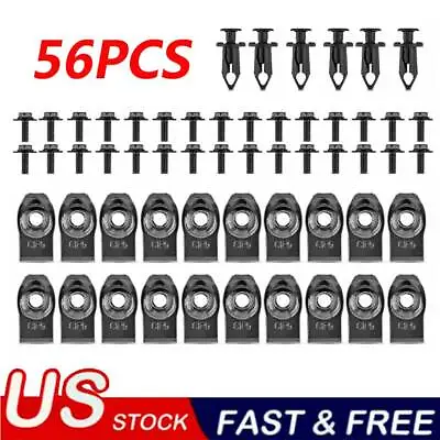 56pc Car Engine Splash Shield Bumper Hardware Kit Body Bolt Screw Nut Clip Rivet • $17.39