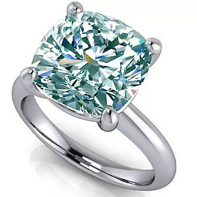 2.52 Ct Vvs1 : Cushion White Blue Moissanite Diamond Solitaire 925 Silver Ring • £0.80